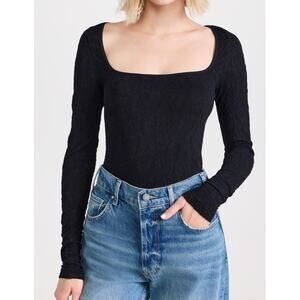 NWT Free People Intimately Womens Have It‎ All Long Sleeve Tee M/L Stretch Black